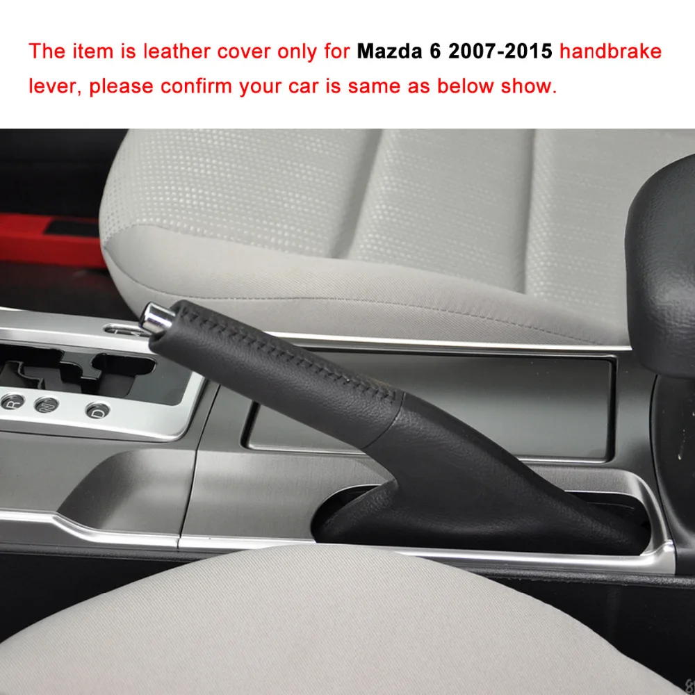 PONSNY Car Handbrake Covers Case for Mazda 6 2007-2015 Handbrake Grips Cover Genuine Leather Car-styling