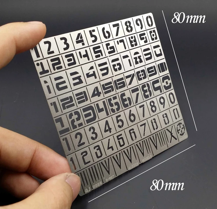 Plantilla de plantilla de número de equipo pesado a escala 1/100 1/35, herramientas de placa de pulverización de fugas para Kit de modelo militar Gundam # AJ0026