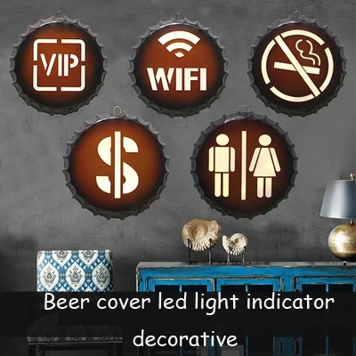 

Retro Wrought Iron Beer Cover Led Indicator Bar Internet Cafe Restaurant Hotel Wall Hanging Decoration Wall Hanging