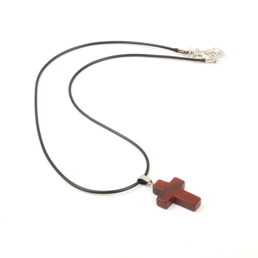 Natural Stone Necklace Blue Turquoise Cross Agate Pendant  Necklaces for Women Gifts Good Quality Wholesale image 5