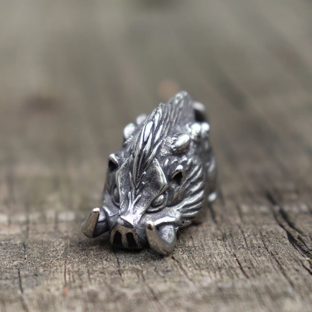 Men Wild Viking Wild Boar Stainless Steel Necklace Vintage Nordic Animal Charm Pendant Norse Jewelry