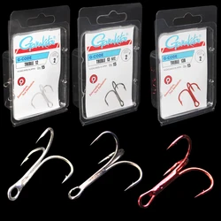 15pcs/lot size 1-#14#  3 color Treble Hooks Carbon Steel Treble Hooks Fishing Tackle for bass pike