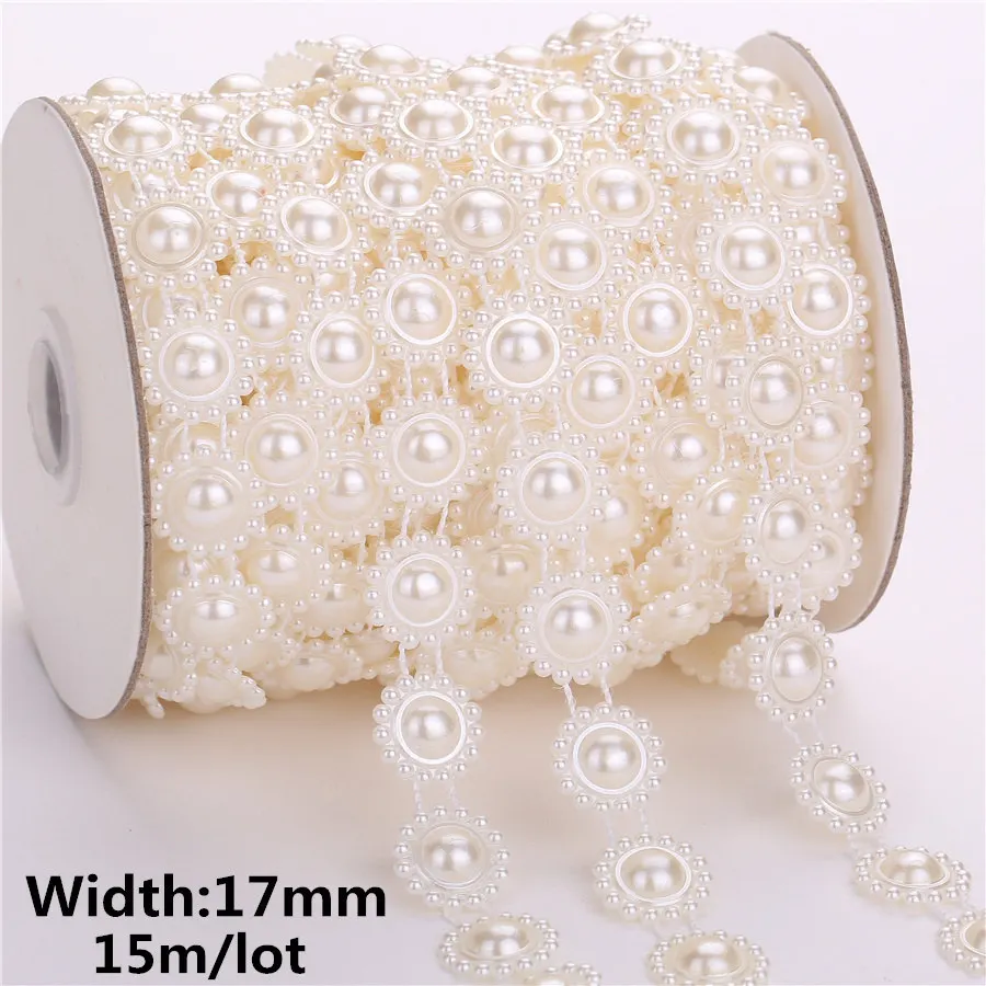 Multi Maten Ivoor/Witte Kleur Abs Imitatie Parel Kralen Chain Trim Naaien Voor Sieraden Bevindingen Craft Accessoires