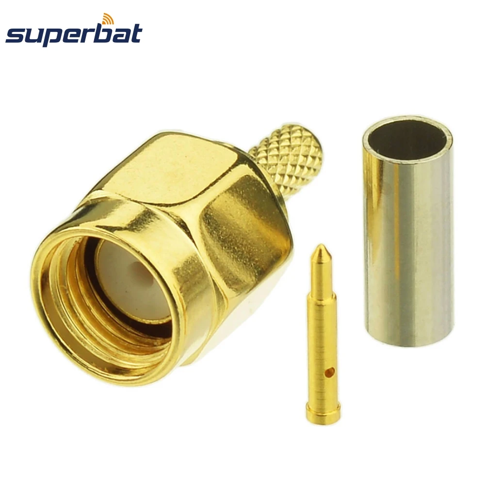 Superbat 10pcs SMA Crimp Male Crimp RF Coaxial Connector for Cable RG316 RG174 RG188 LMR100