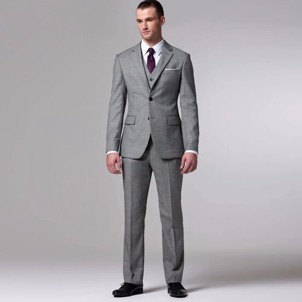 Gray Sharkskin Groom Suit Custom Made Grey Two-Toned Woven Wedding Suits For Men,Bespoke Vintage Gray Tuxedo Gray Wedding Tuxedo