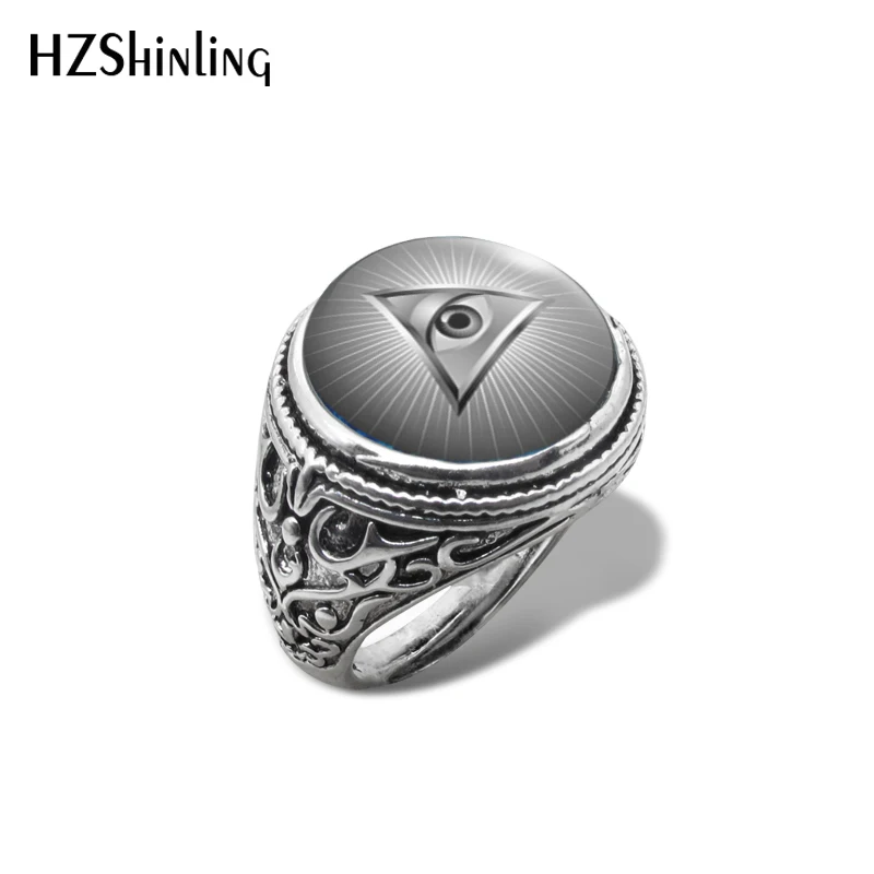 2019 New Illuminati Symbol Vintage Ring All Seeing Eye Rings Glass Dome Hand Craft Photo Jewelry view 4