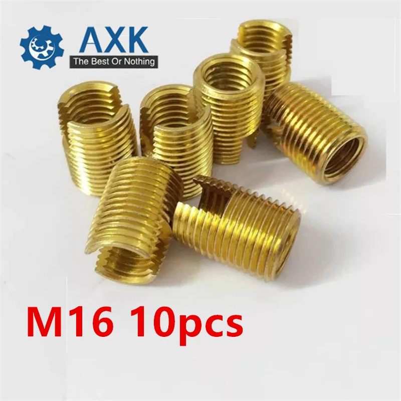 

10pcs M16 Self Tapping Thread Insert Screw Bushing M16*M20*22mm 302 Slotted Type Wire Thread Repair Insert Steel With Zinc