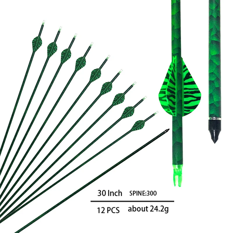 

Стрелы из чистого карбона для стрельбы из лука, 300 стрелы с 2 перьями для блочного/рекурсивного лука и стрел, Охотничьи Аксессуары для стрельбы из лука, 12 шт.