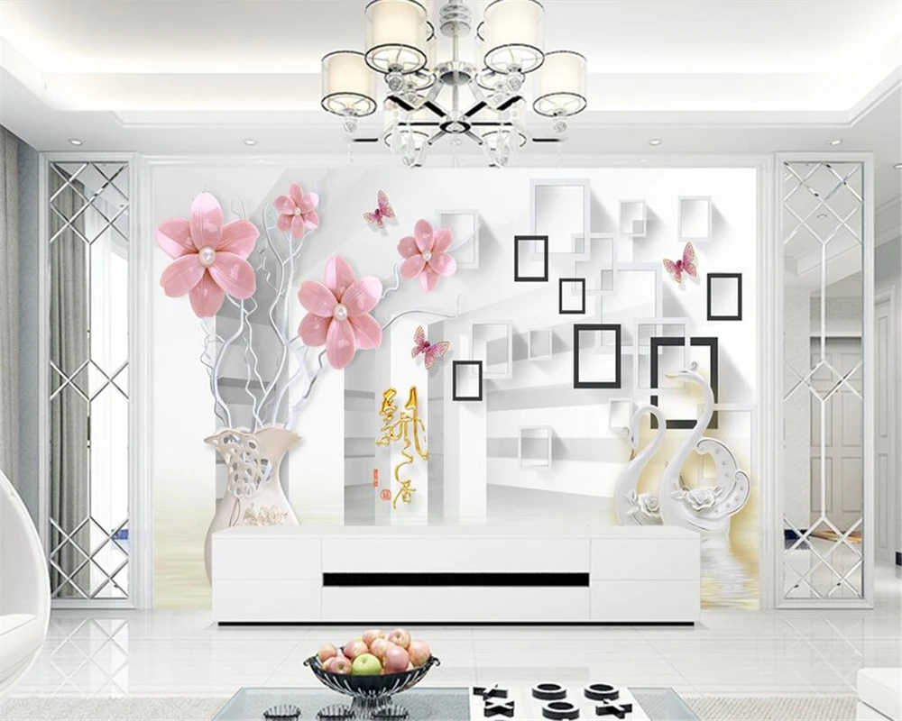 

Beibehang Custom wallpaper home decor 3d vase flowers living room bedroom background tv sofa background walls mural 3d wallpaper