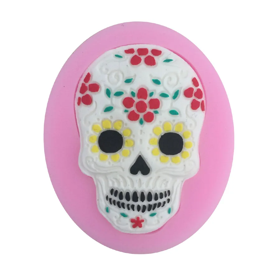 Skull Christening Mould Halloween Fondant Cake decoration Silicone Molds Cupcake Baking Tools handmade soap mold