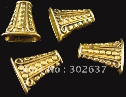 

FREE SHIPPING 60pcs Antiqued gold ornate bugle bead caps A1281G