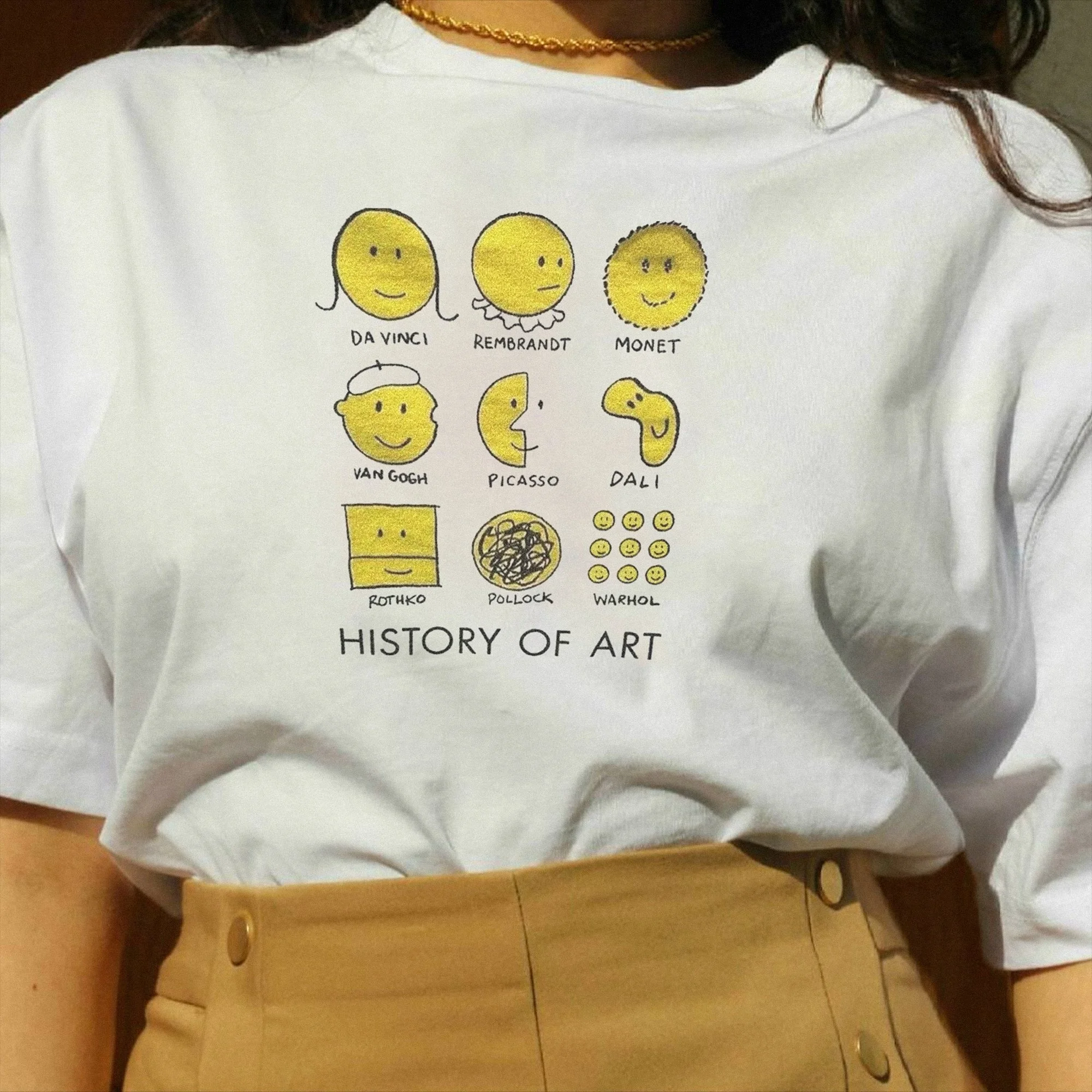 

sunfiz YF History of Art Graphic Tee Summer Fashion 100% Cotton Casual Funny t-shirt Cartoon T-Shirt 90s Fashiont-shirt