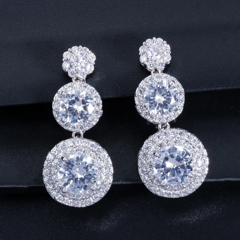 BeaQueen Newest Fashion Round Cubic Zirconia Stone Drop No Pierced Hole Ear Clip On Earrings Women Christmas Jewelry Gifts E225