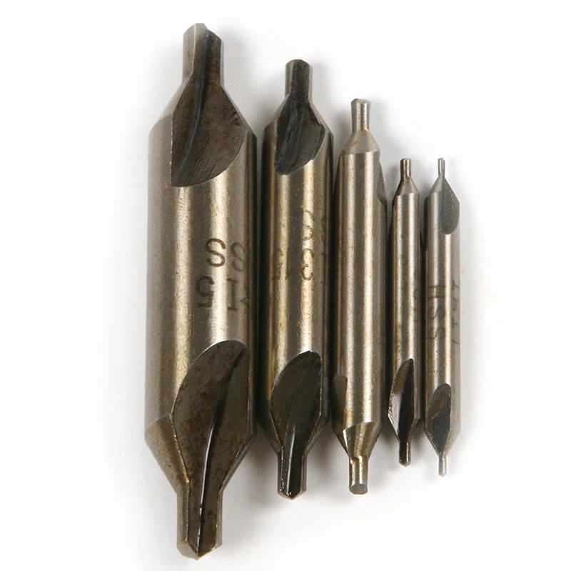 5pcs/set  1-5mm HSS Combined Center Drills Bit Set 60 Degree Angle Countersinks Tool