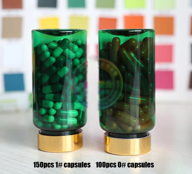 20PCS 150ml Translucent Green PET Plastic Empty Bottles, Capsules/Pills/Tablets/Vatimins Bottles with Bright Golden Aluminum Cap