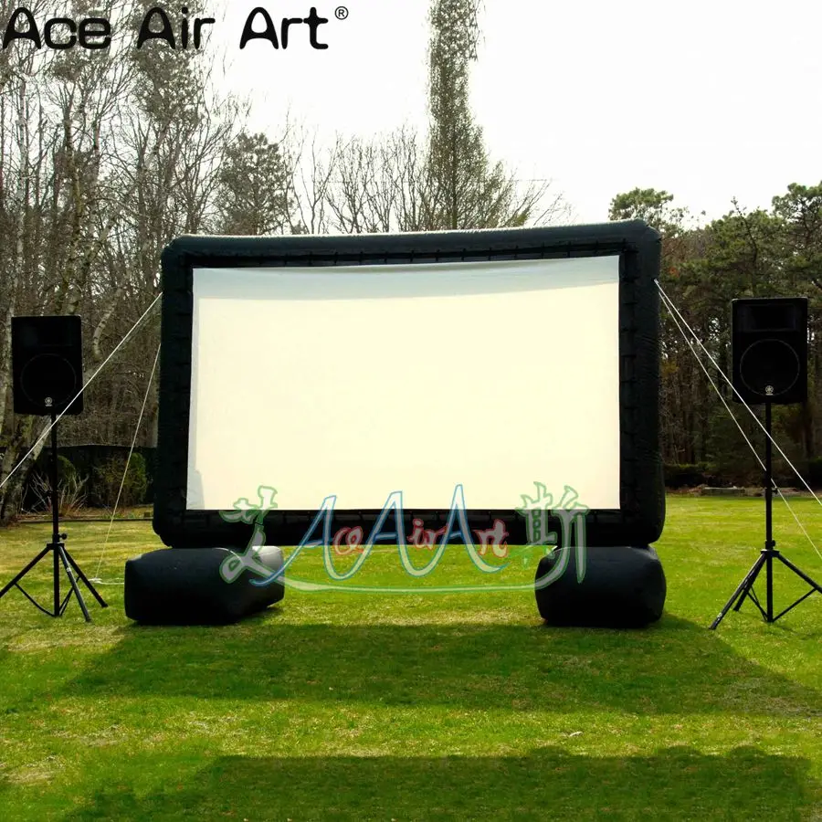 4m H Oxford Fabric TV Inflatable Movie Screen Model for Yard Portable with Air Blower