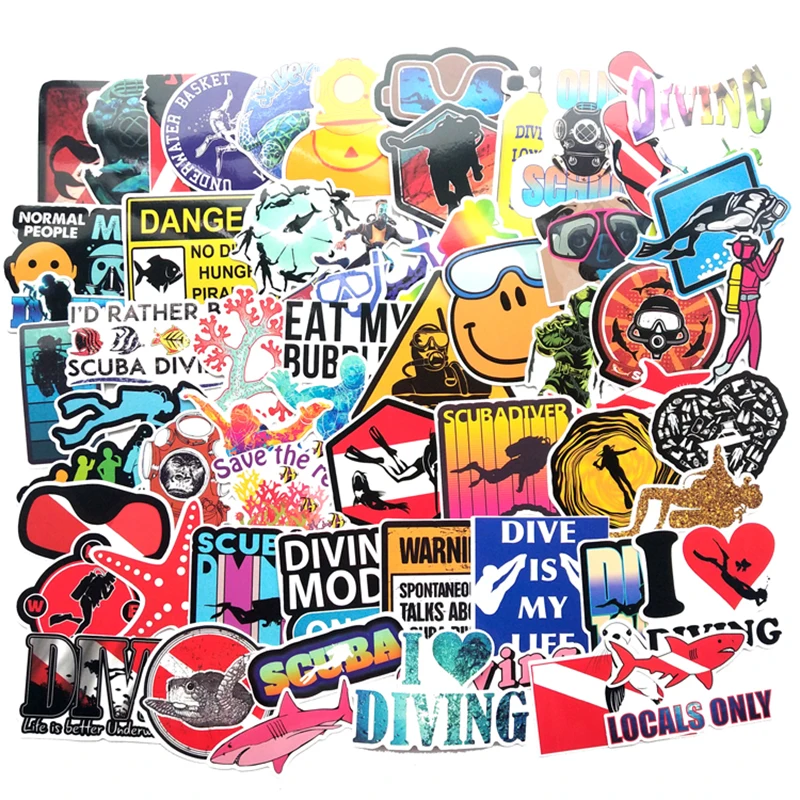 10/30/60pcs Diving Extreme Sport Sticker Colorful DIY Toy Case Luggage Laptop Decal Skateboard Guitar Fridge Graffiti Sticker F5