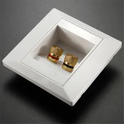 2 Binding Post Banana Plug Gold Plated Audio Jacks Wall Plate Panel Two Speakers Interface 86mm x 86mm