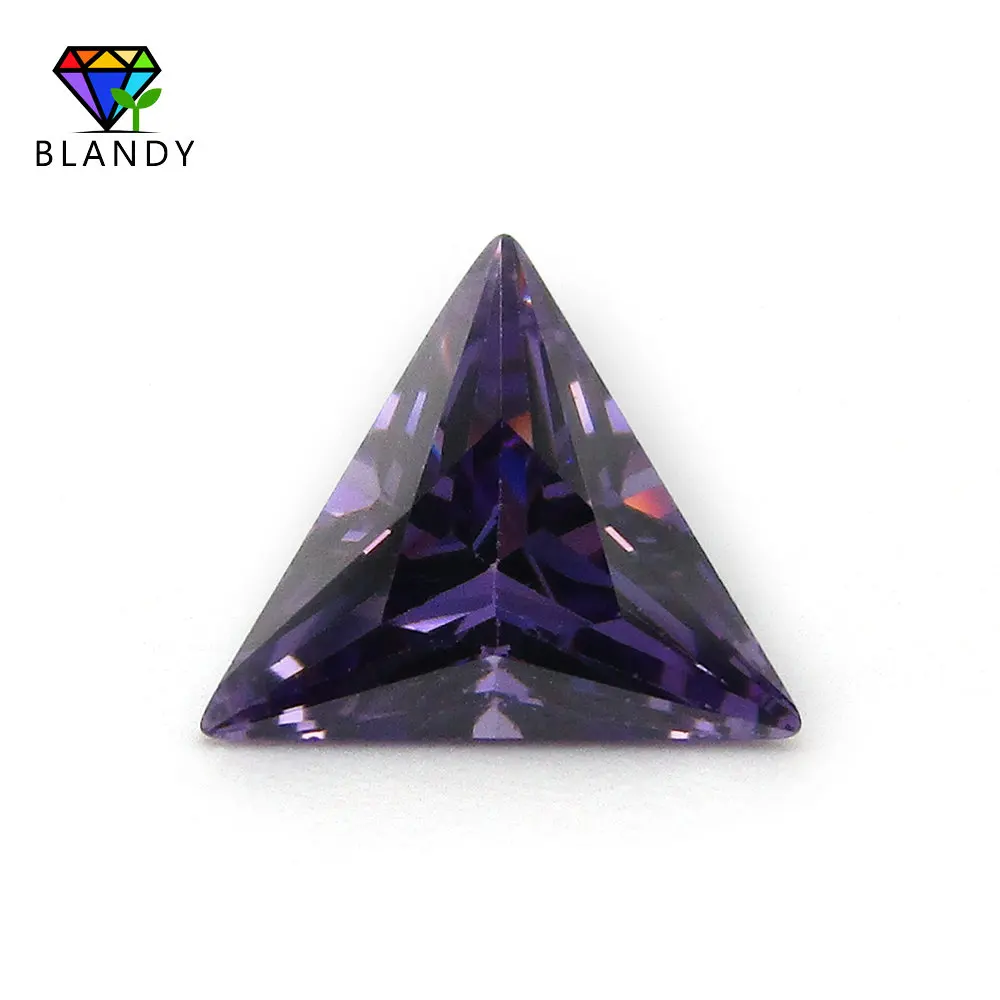 Free Shipping 3x3mm~10x10mm White, Olive, Purple, Black, Pink Cubic Zirconia Stone 5A Triangle Shape Loose CZ Gems For Jewelry