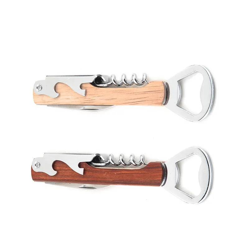 30Pcs/Lot Wood Handle Stainless Steel Hand-Held Deluxe Bottle Opener Corkscrew Double Hinge Waiters Wine Bottle Opener