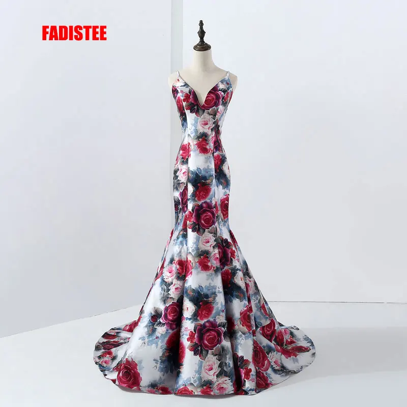 

FADISTEE New arrival elegant evening party dresses Vestido de Festa gown luxury pattern print satin Robe De Soiree prom dress