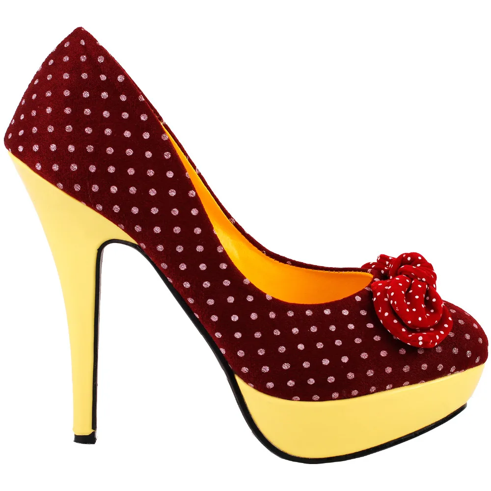 LF30426 Womens Fashion Polka Dots Bow High Heel Platform Stiletto Club/Party Pumps Shoes