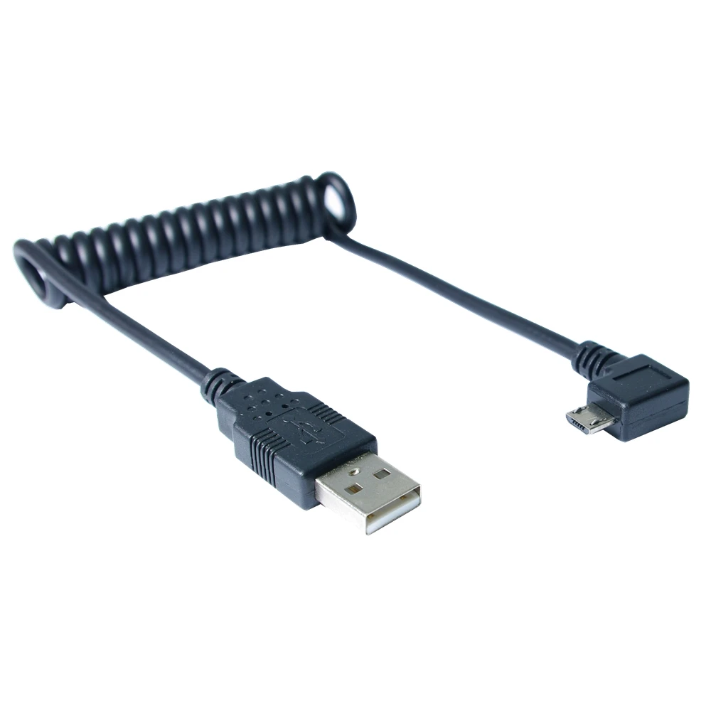 100cm Right Angled 90 degree USB 2.0 Micro usb Male to A Type Male Stretch Data Cable for SSD & Hard Disk