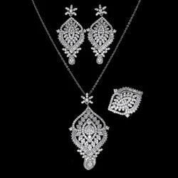 Jewelry Sets Necklace Earrings Ring Set New Fashion Trendy Luxury Design Elegant For Women CN1105 Stainless Steel Necklace Set