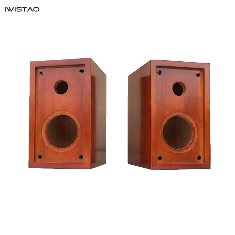 IWISTAO HIFI 5 Inches 2 Way Speaker Empty Cabinet 1 Pair Finished Oak Wood Inverted for Tube Amplifier