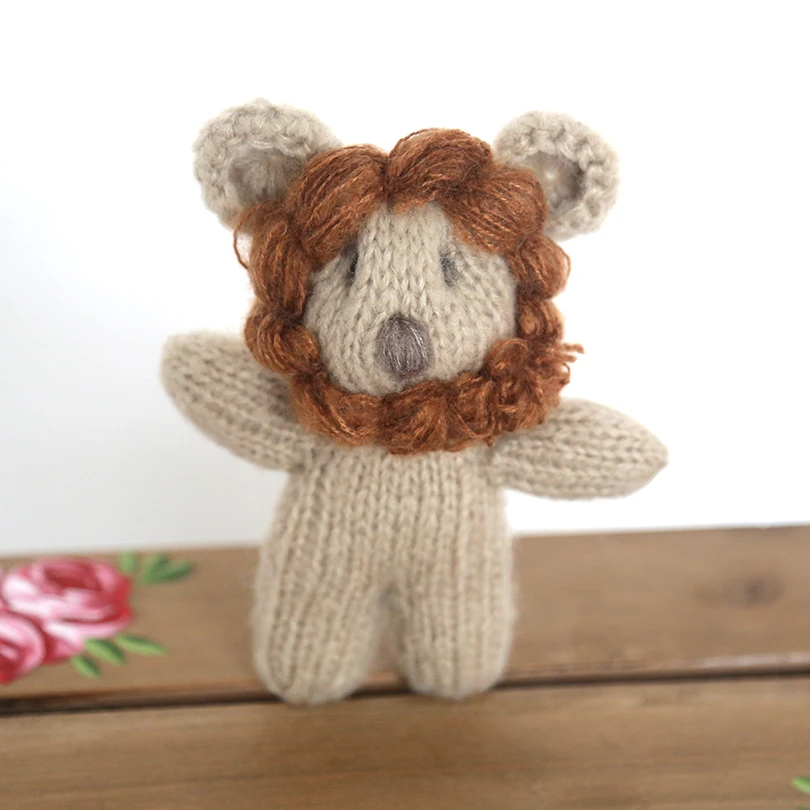 

Hand Knitted Lion Toy Baby Photography Props Newborn Prop Toy Baby Boy Animal Props Crochet Lion Newborn Photo Prop