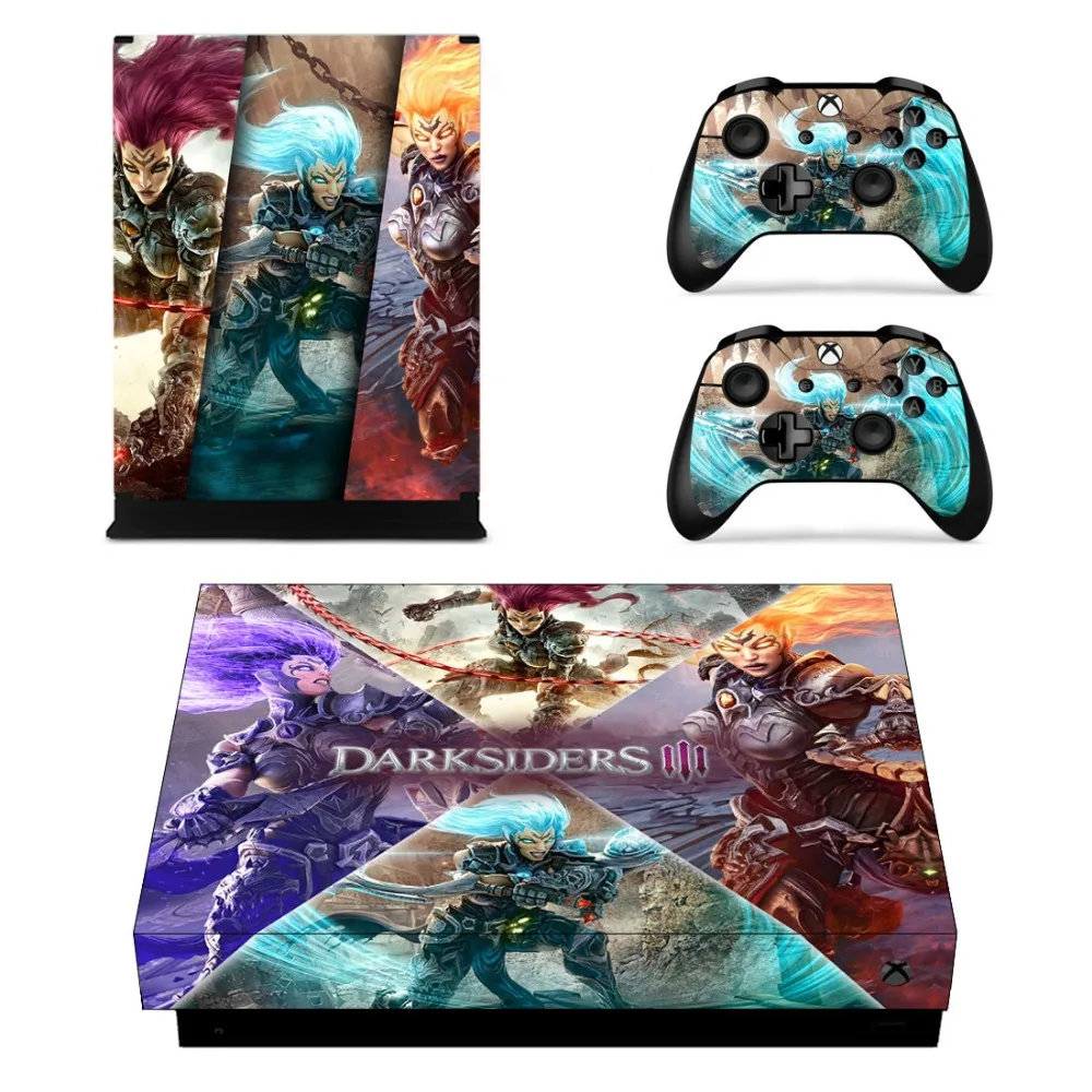 Darksiders 3 skórka naklejka naklejka dla Microsoft Xbox One X konsola i 2 kontrolery dla Xbox One X skórki naklejki winylu