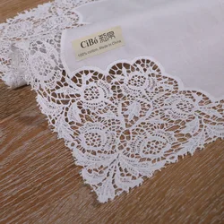 A007: White premium cotton lace handkerchiefs  crochet hankies for women/ladies wedding gift