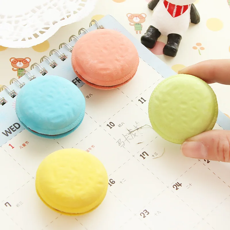 kawaii Korea stationery delicious dessert macaron cake gustless school material eraser for kids free shipping