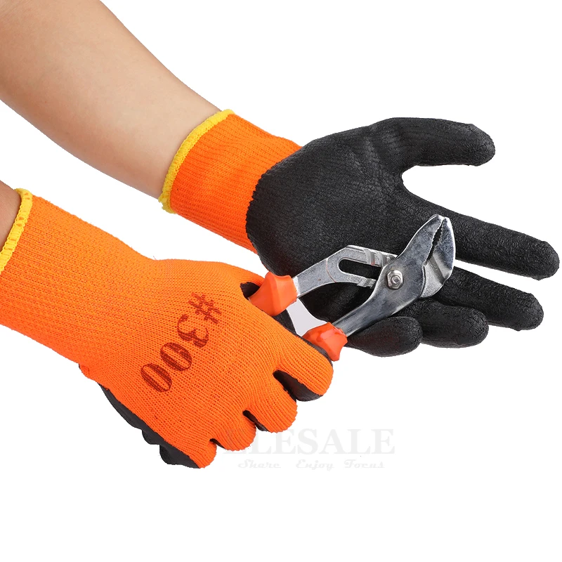 5-Pairs Winter Thermal Anti-Slip Waterproof Work Gloves Latex Rubber Coated For Garden Repairing Builder Work Safety Gloves