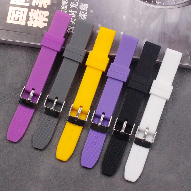 

Watch accessories silicone strap men 14mm children and ladies casual sports waterproof natural rubber strap pin buckle