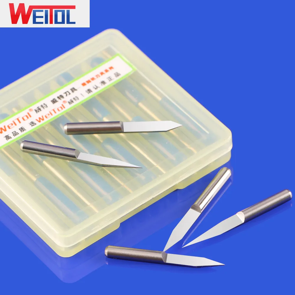 WeiTol-Embouts de gravure en forme de V, mèches de routeur PCB, outils en carbure, acrylique, 3.175mm, 5 pièces par lot