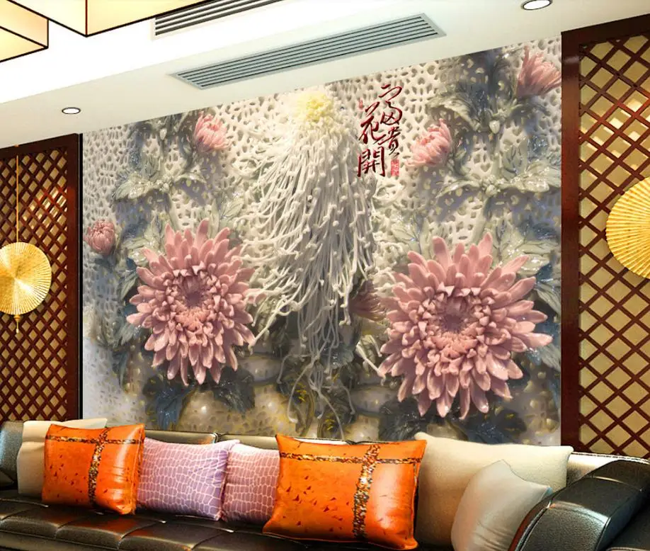 

Custom luxury embossed 3d wallpaper Embossed Daisy 3d wallpaper murals for living room TV background photowall wallpapers