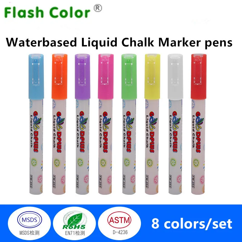 

Flashcolor 80pcs/set Highlighter led Liquid Chalk Marker Pens for School Art Painting 8 Colors Round&Chisel Tip 3mm Wholesale