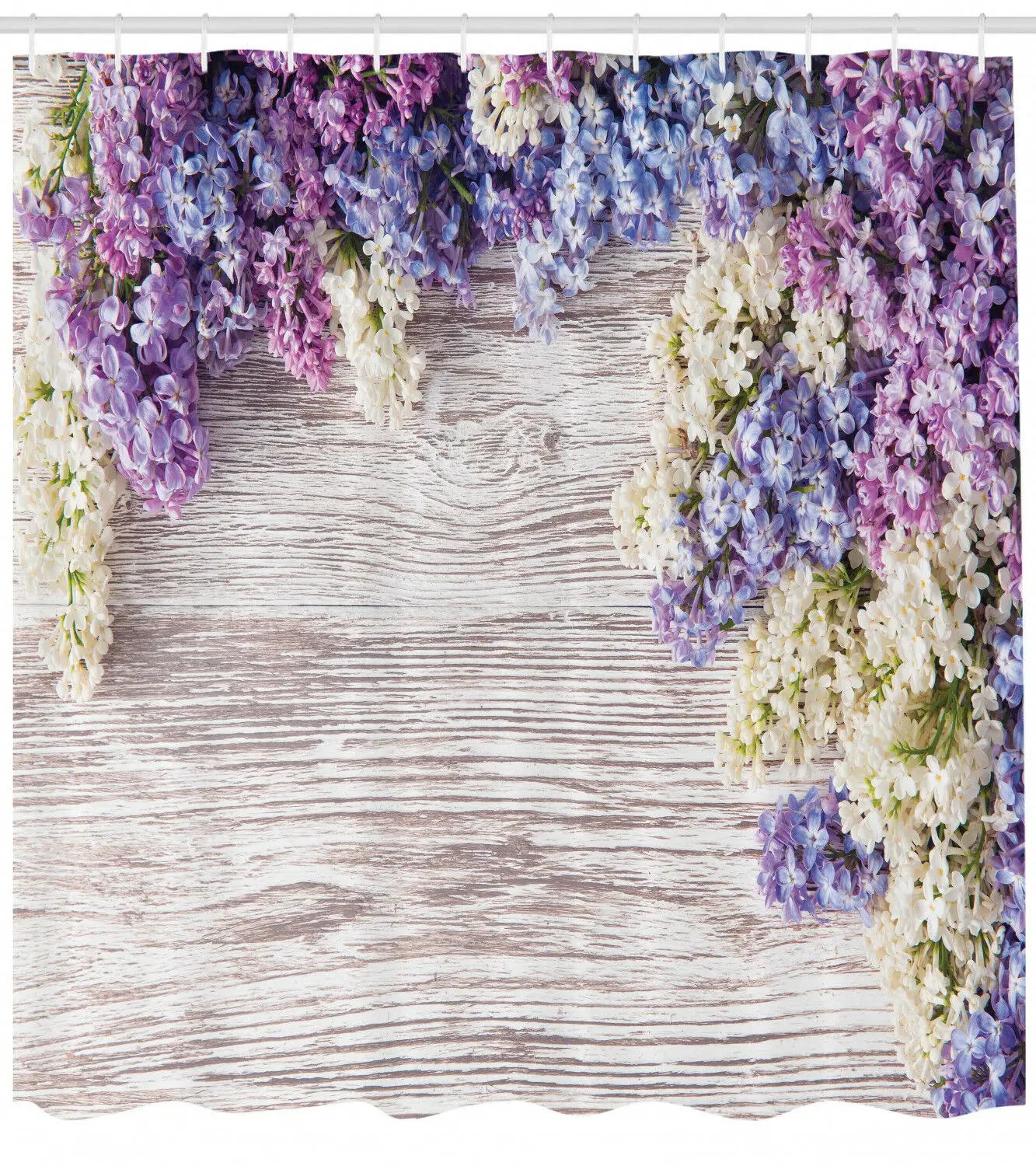 Rustic Shower Curtain Lilac Flowers Bouquet Print for Bathroom