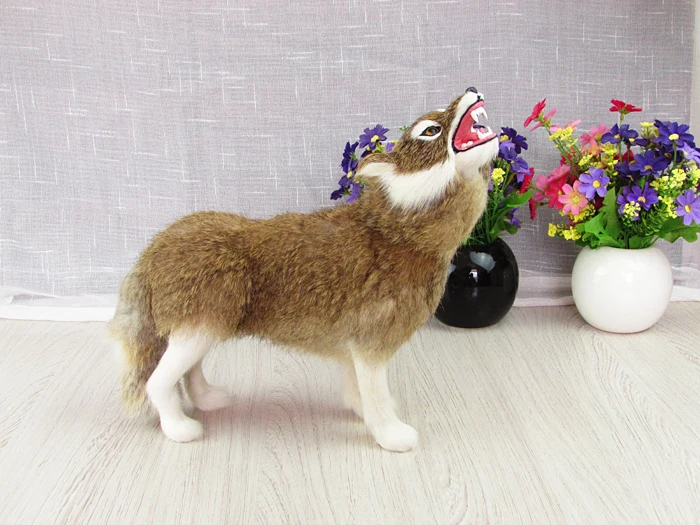 

simulation wolf model about 28x10x26cm,plastic&furry fur handicraft,home decoration toy Xmas gift w5863