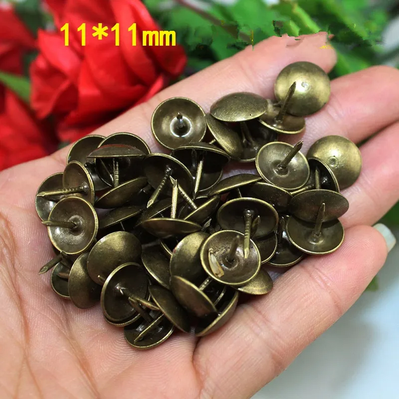 Iron Nail Antique Jewelry Case Box Sofa Decorative Tack Stud Pushpin Decorative Furniture Nails,11mm,100Pcs