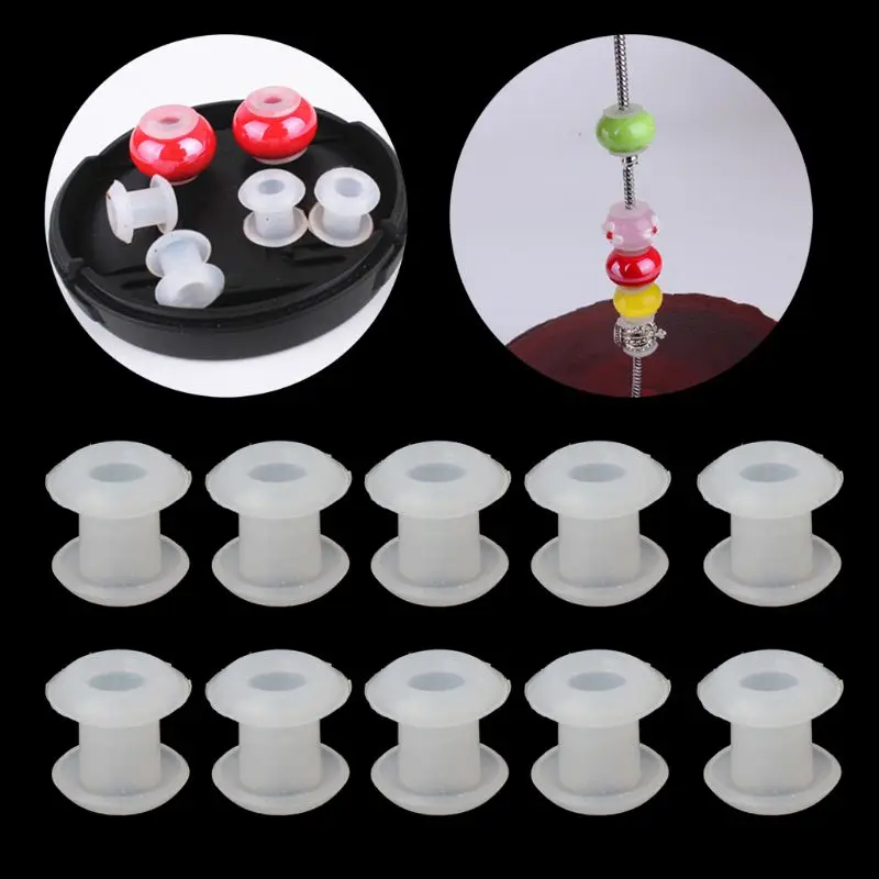 10Pcs Silicone Rubber Stoppers Ring Bead Spacer Charm Bracelet Jewelry Making