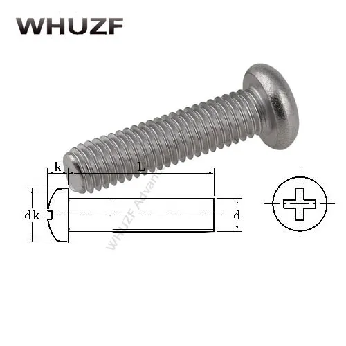 2.5mm screw self tapping 50pcs M2/2.5/3 Stainless Steel Round pan head machine screw M2/2.5/3 * 3/4/5/6/8/10/12-30mm DIN7985