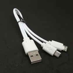 20cm USB Male To Dual 2X Micro Male wall Charger Sync Power Y Cable phone