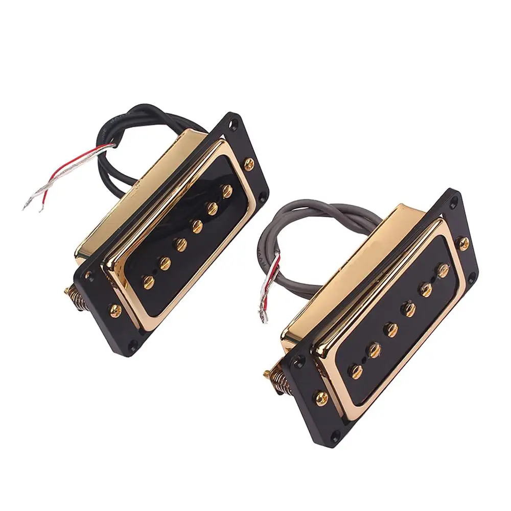 Tooyful Alnico 5 Humbucker Pickup Bridge Neck Set P90 for Electric Guitar Accessory Black