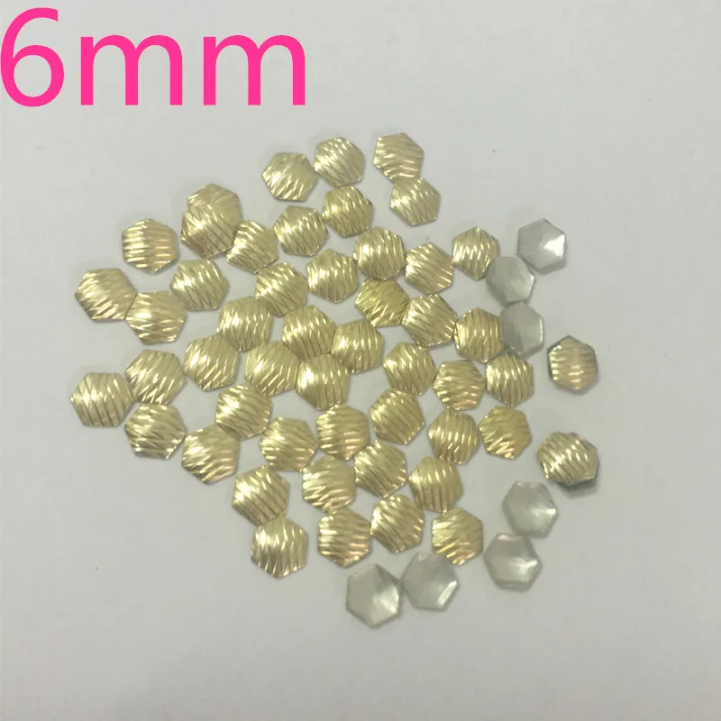 6mm Gold Hotfix Studs Metal Cutting Nailheads Hexagonal Hotfix Rhinestone DIY Flatback rhinestuds heat transfer 300pcs