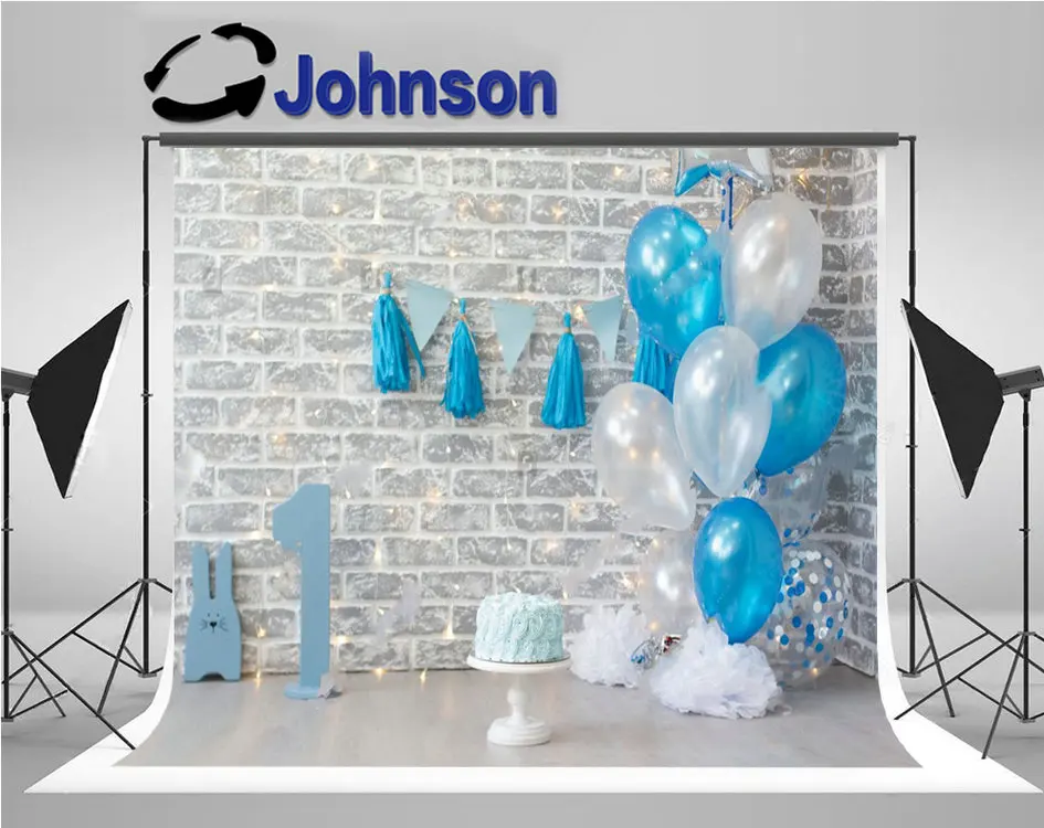 

1st Birthday Zone Cake Balloons Sparkly Brick Wall backgrounds High quality Computer print party photo backdrop