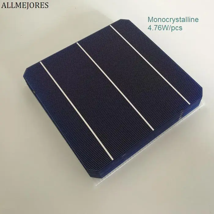 Solar Monocrystalline  Cell 156mm*156mm 4.8W High Efficiency Grade A 6x6 Solar Panel Cells DIY Solar Panel