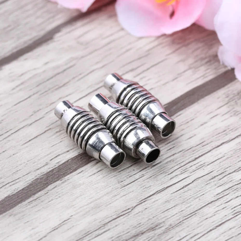 Reidgaller 10 Pcs Tembaga Gesper Magnetik Terhubung untuk 4 Mm Bulat Kulit Tali Gelang Diy Membuat Perhiasan Aksesoris