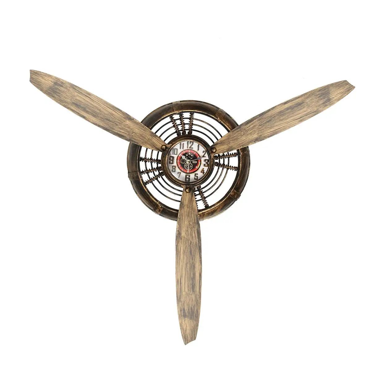 Wall Clock Vintage Decorative Metal Bar Home Living Room Decor Air Plane Propeller Europe Industrial Wall Hanging Ornament Art